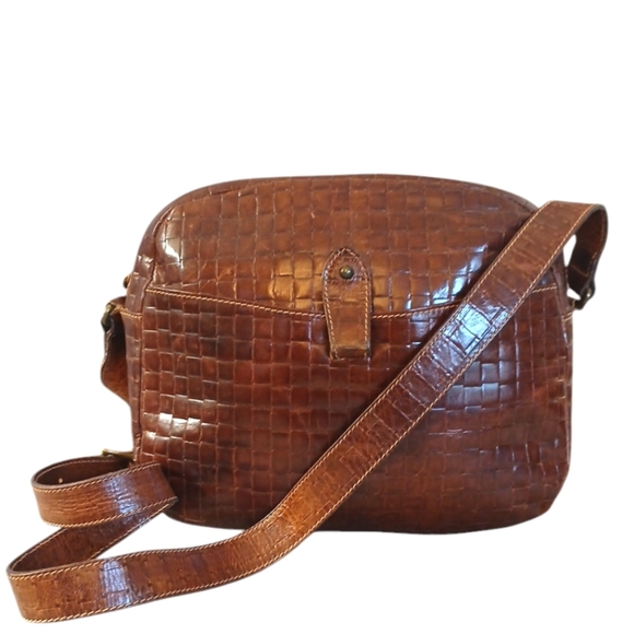 Furla Brown Distressed Leather Crossbody Bag Walnut Brown Textured Bag - Picture 1 of 14